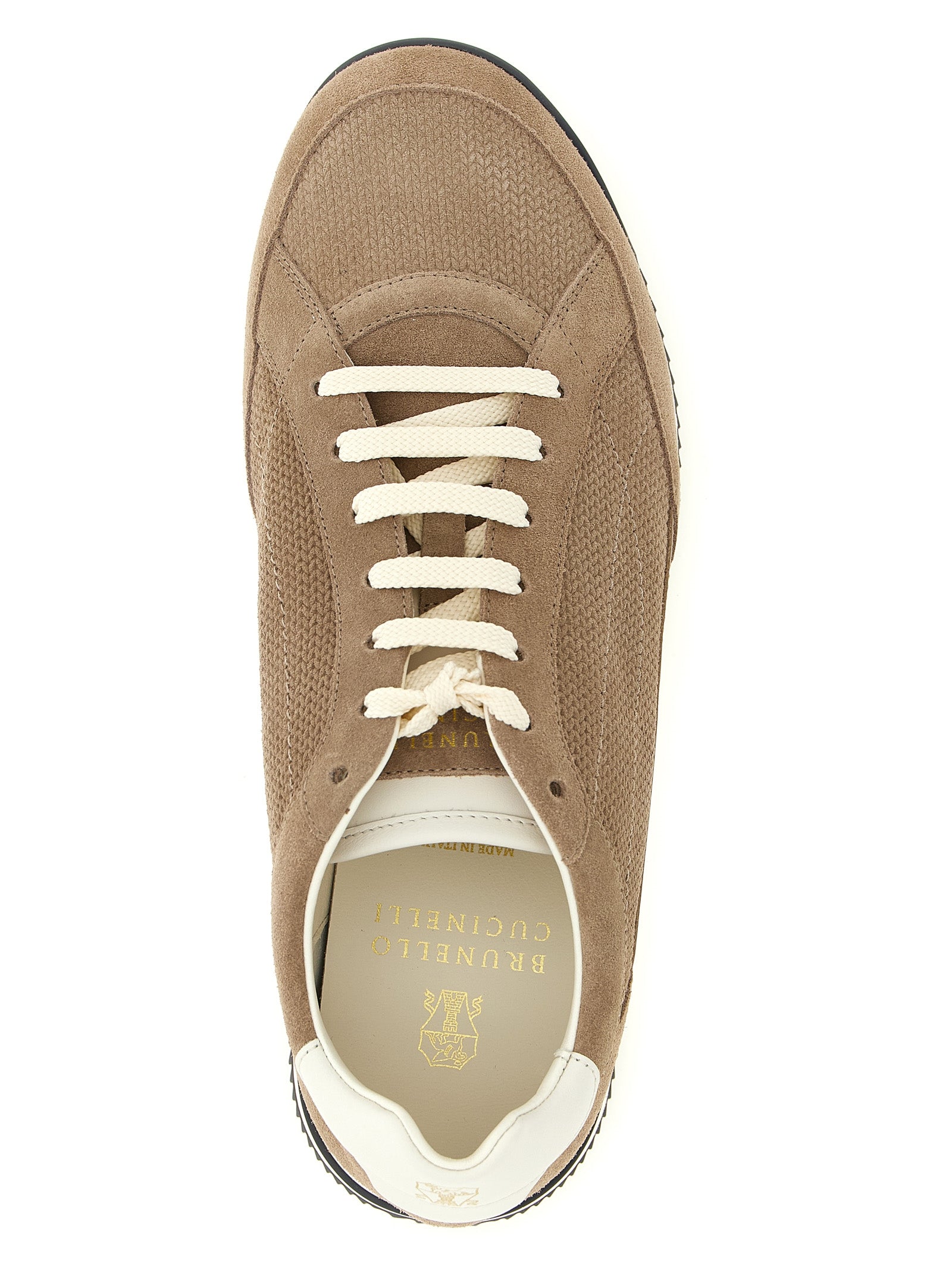 Brunello Cucinelli Knit-Effect Suede Sneakers