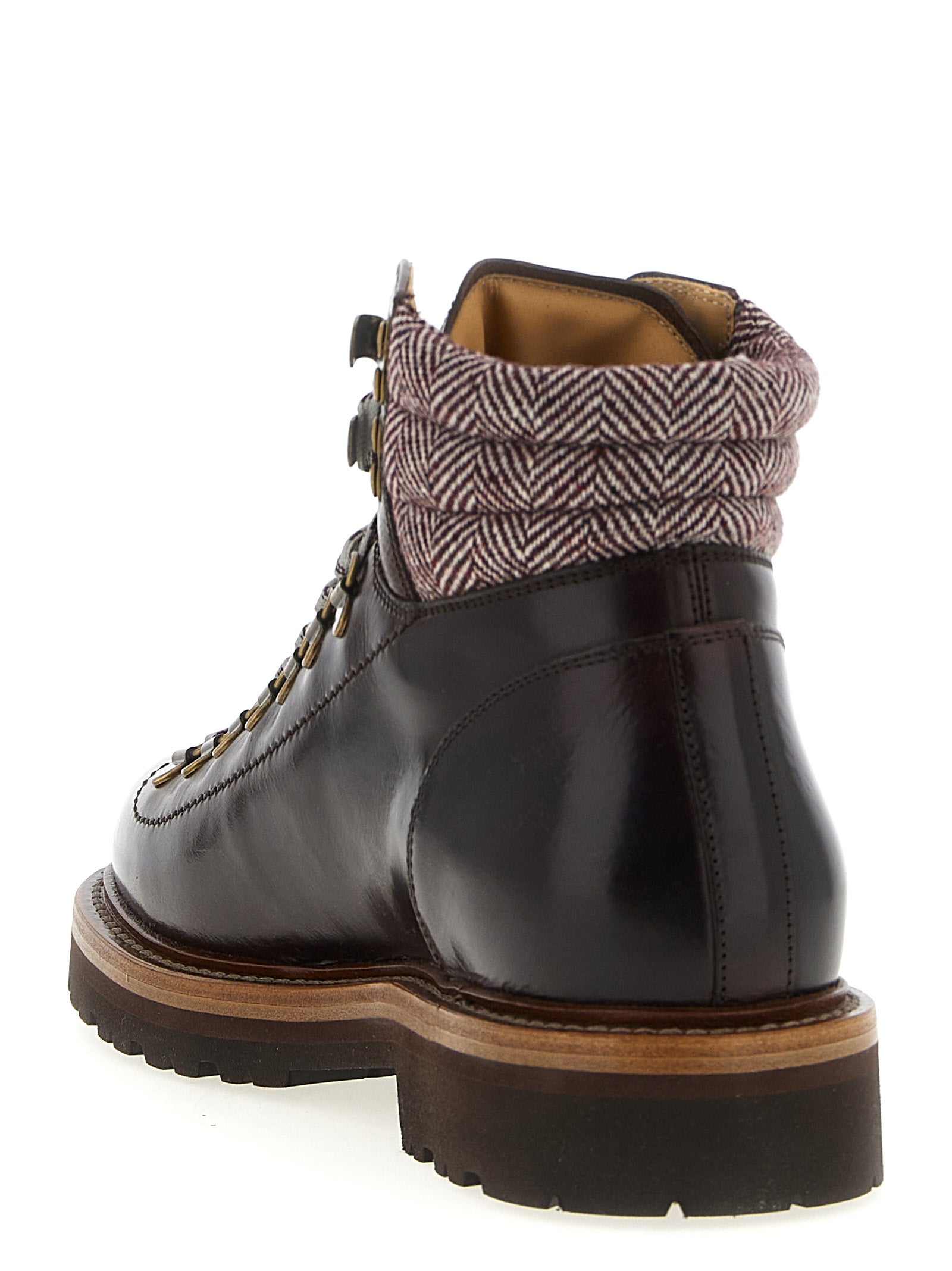Brunello Cucinelli Herringbone Insert Ankle Boots