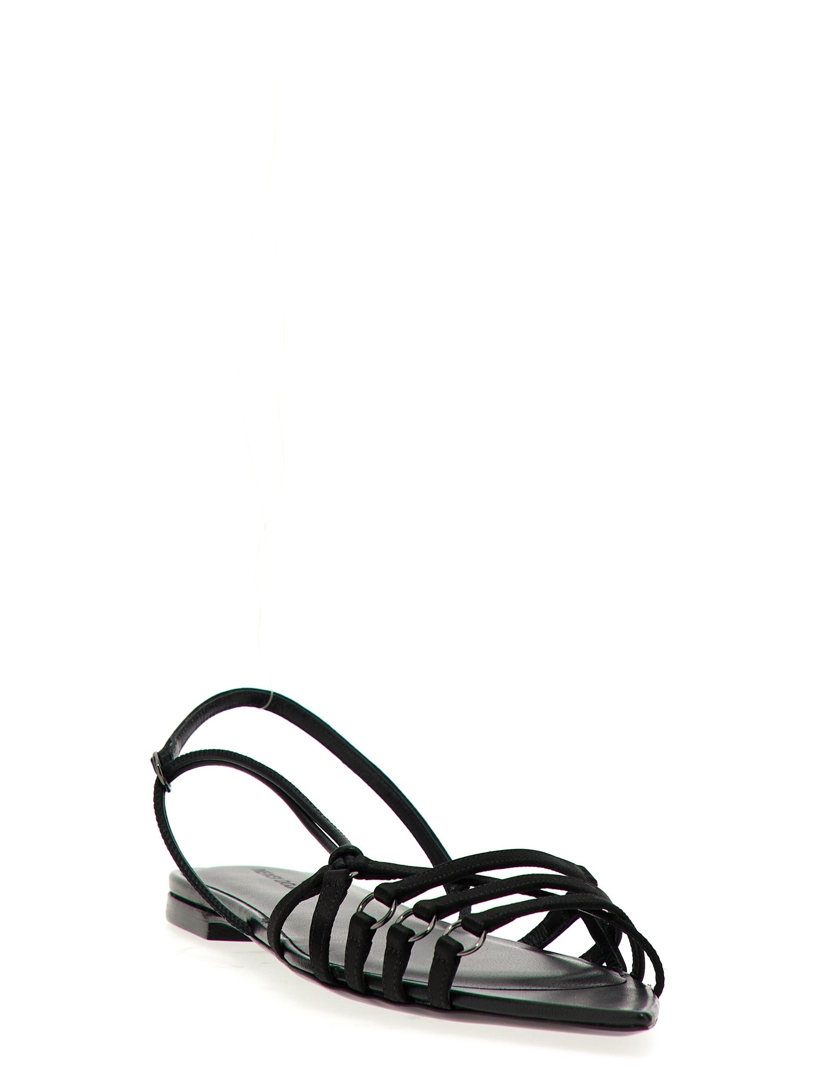 Nensi Dojaka Satin And Leather Sandals