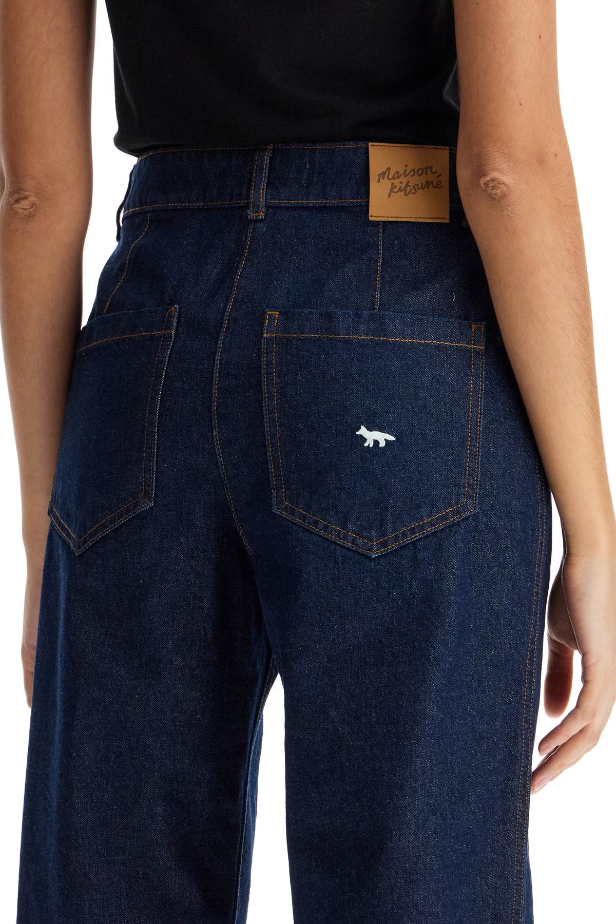 Maison Kitsune Straight Jeans With Embroidery