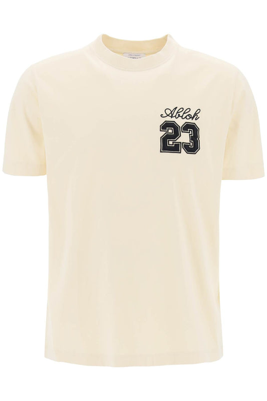 Off-White Crew-Neck T-Shirt With 23 Logo Beige