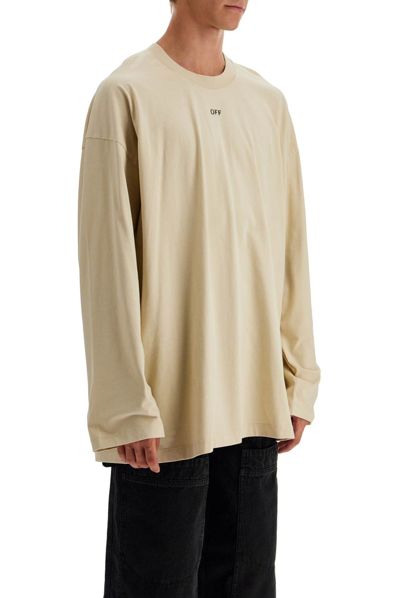 Off-White Long Sleeve Oversized T-Shirt For Beige