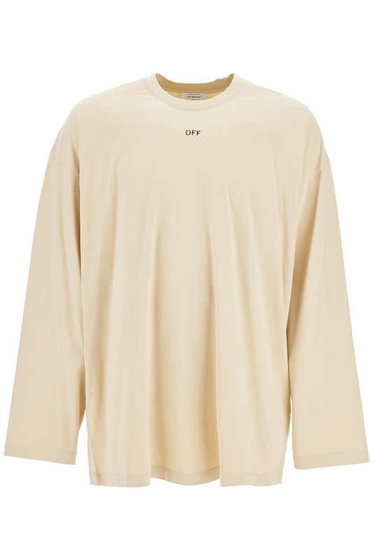 Off-White Long Sleeve Oversized T-Shirt For Beige