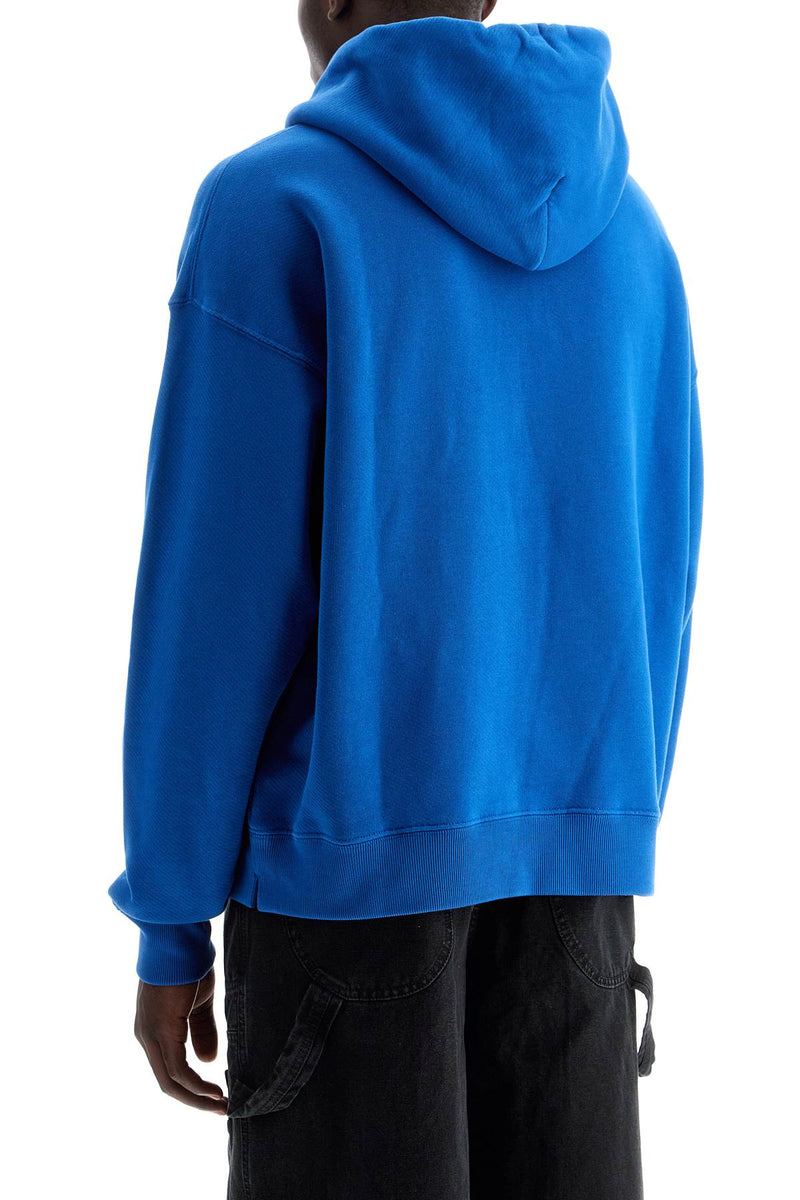 Off-White Hooded Sweatshirt With Logo Print Blue