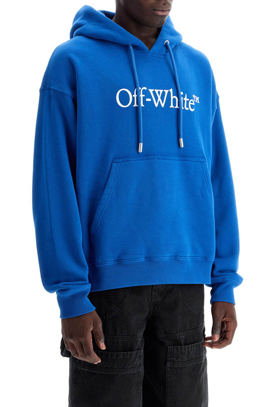 Off-White Hooded Sweatshirt With Logo Print Blue