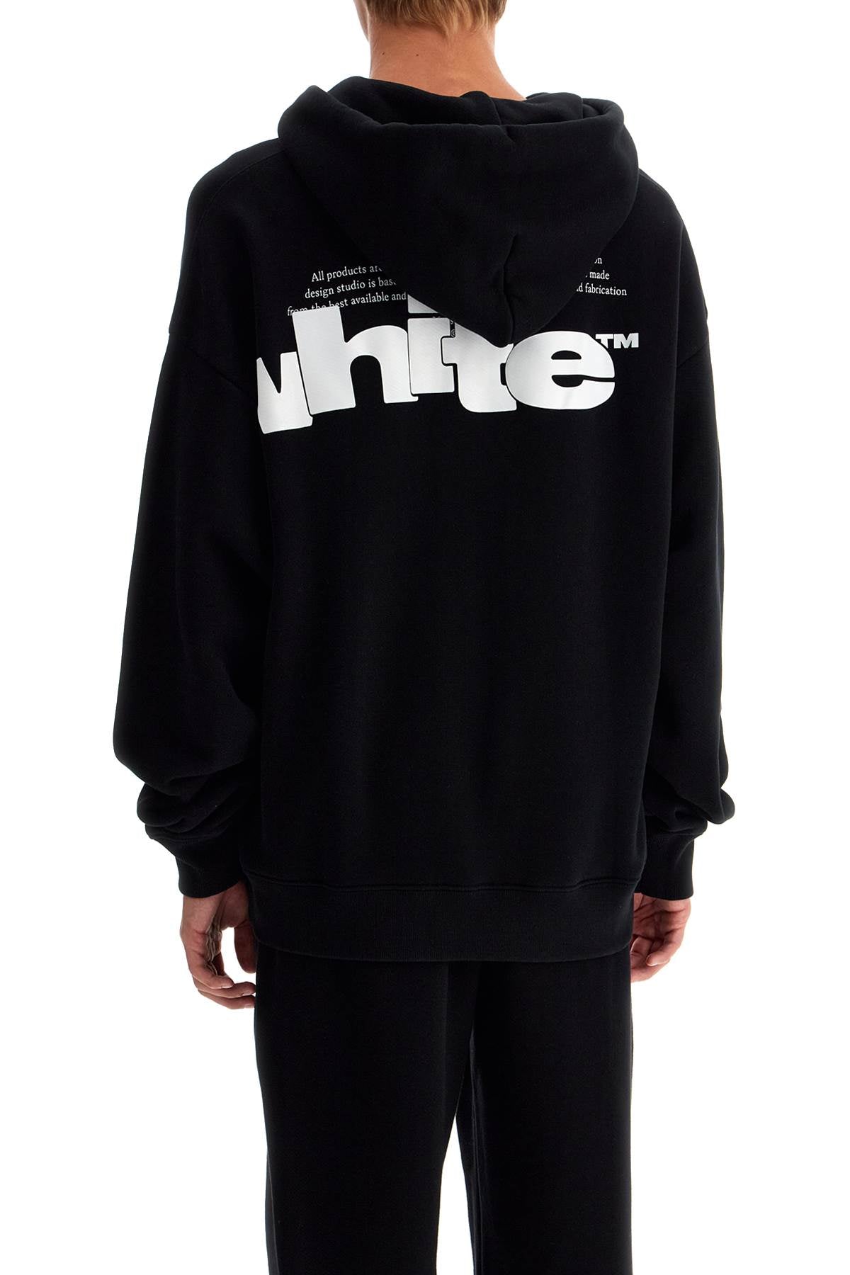 Off-White Hooded Sweatshirt With Shared Black