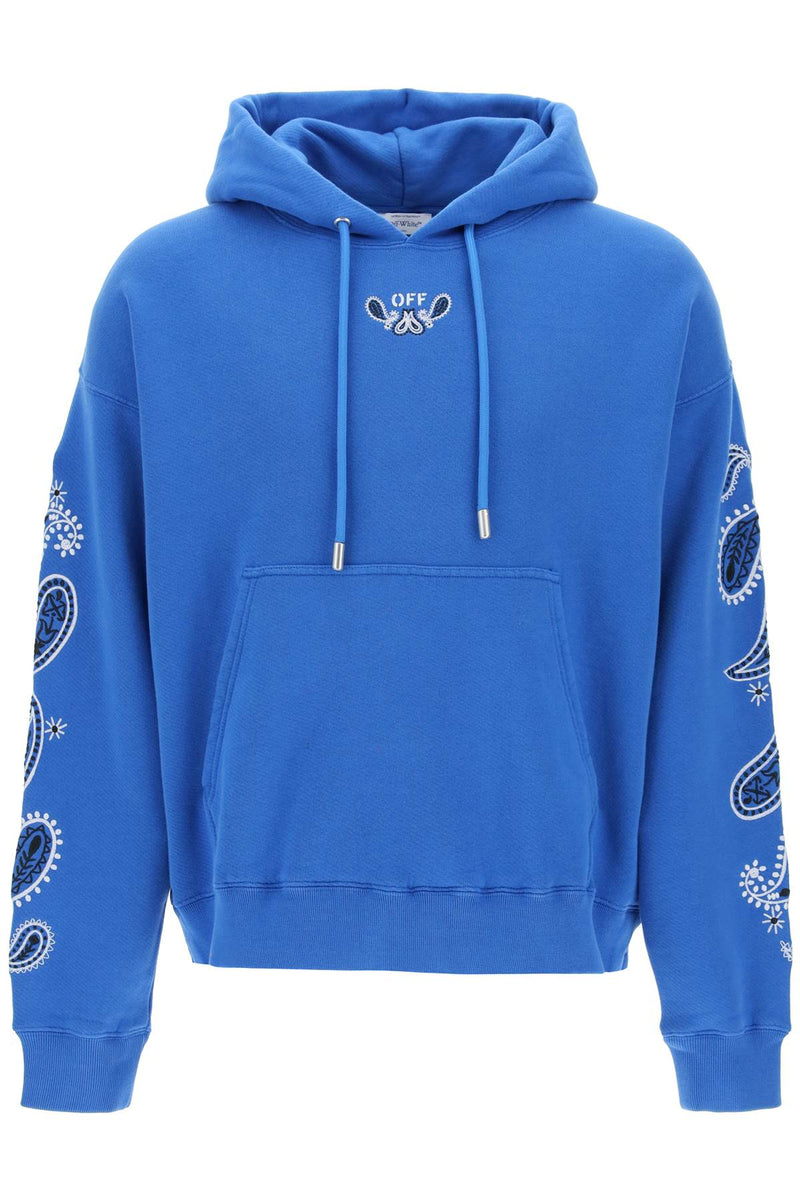 Off-White Hooded Sweatshirt With Arrow Band Blue