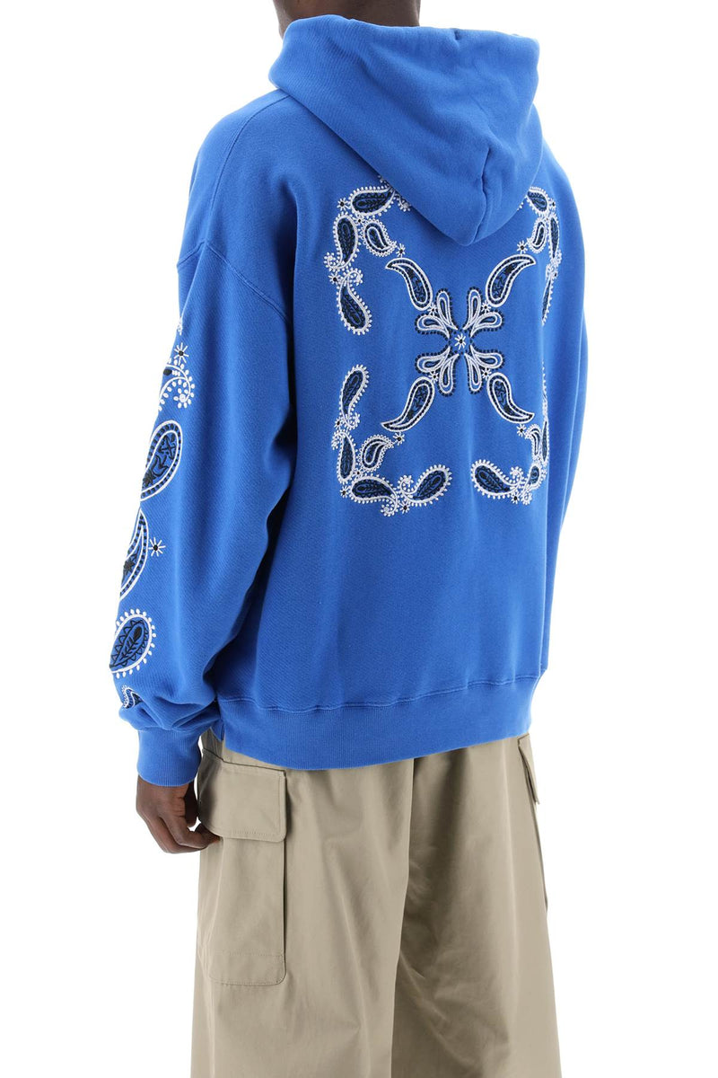 Off-White Hooded Sweatshirt With Arrow Band Blue