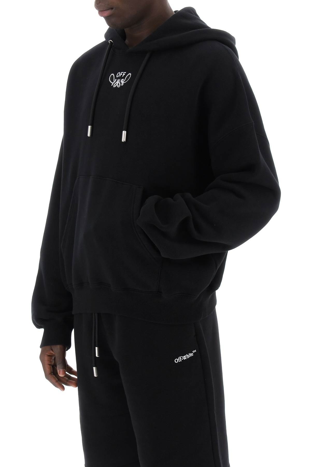 Off-White Hooded Sweatshirt With Paisley