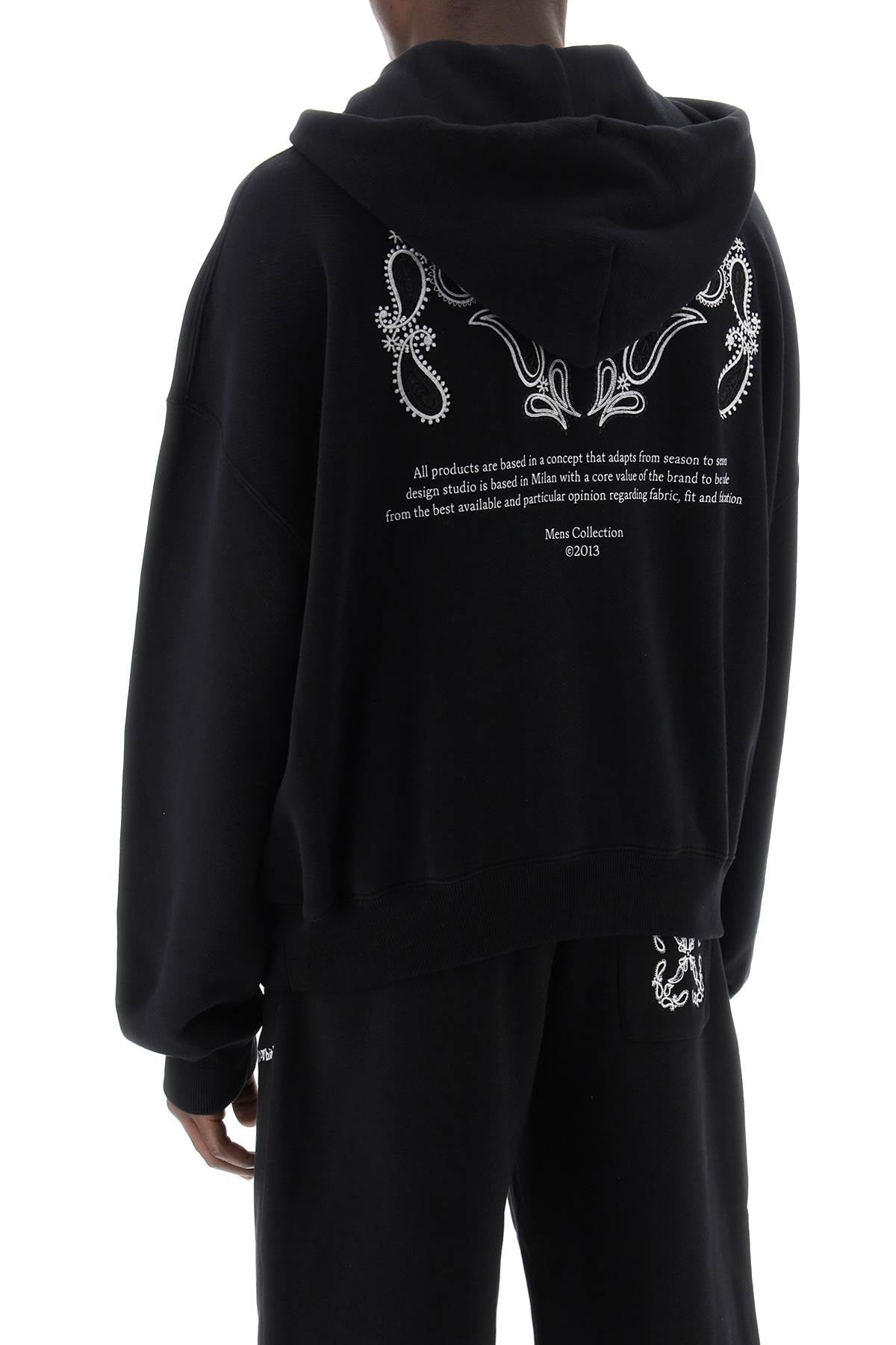 Off-White Hooded Sweatshirt With Paisley Black