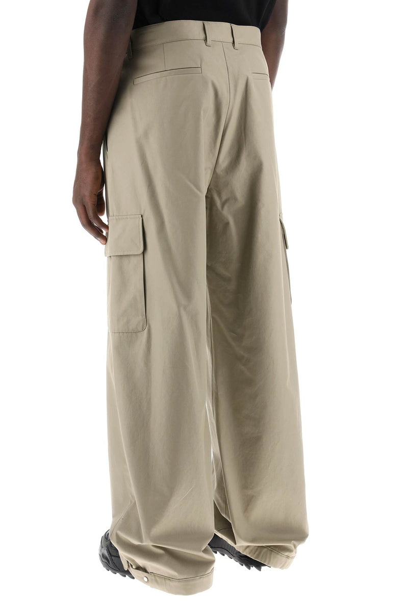 Off-White Wide-Legged Cargo Pants With Ample Leg Beige