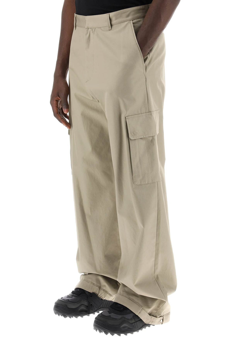 Off-White Wide-Legged Cargo Pants With Ample Leg Beige