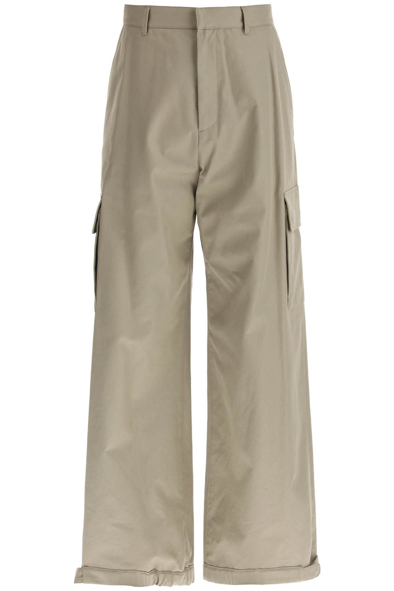 Off-White Wide-Legged Cargo Pants With Ample Leg Beige