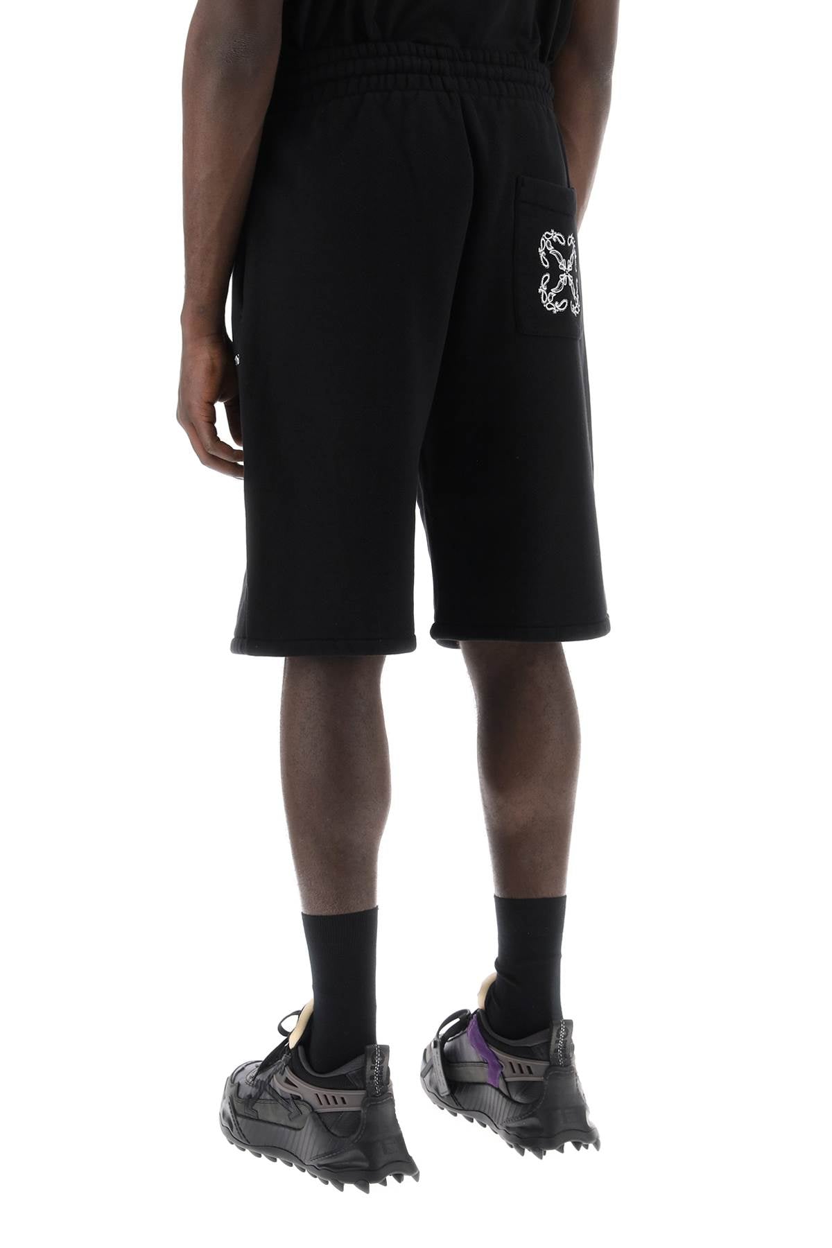 Off-White Sporty Bermuda Shorts With Embroidered Arrow