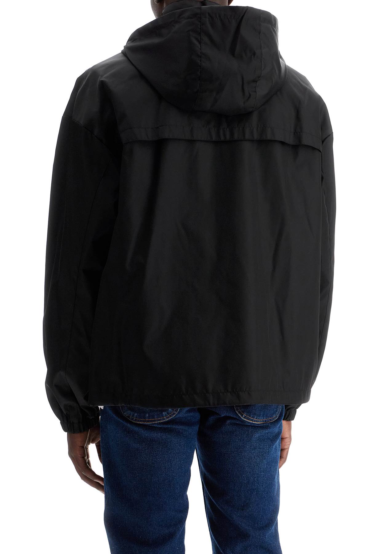 Off-White Boxy Windbreaker Jacket With Hood Black