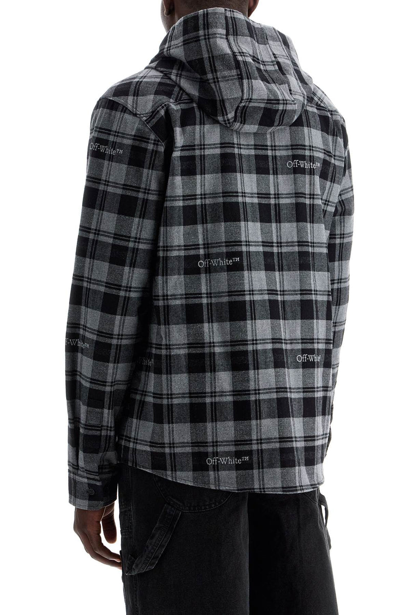 Off-White Checked Overshirt With Hood Grey