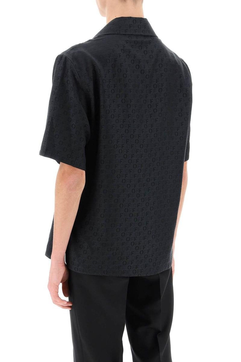 Off-White Holiday Bowling Shirt With Off Pattern Black