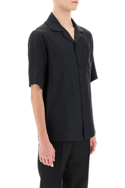 Off-White Holiday Bowling Shirt With Off Pattern Black