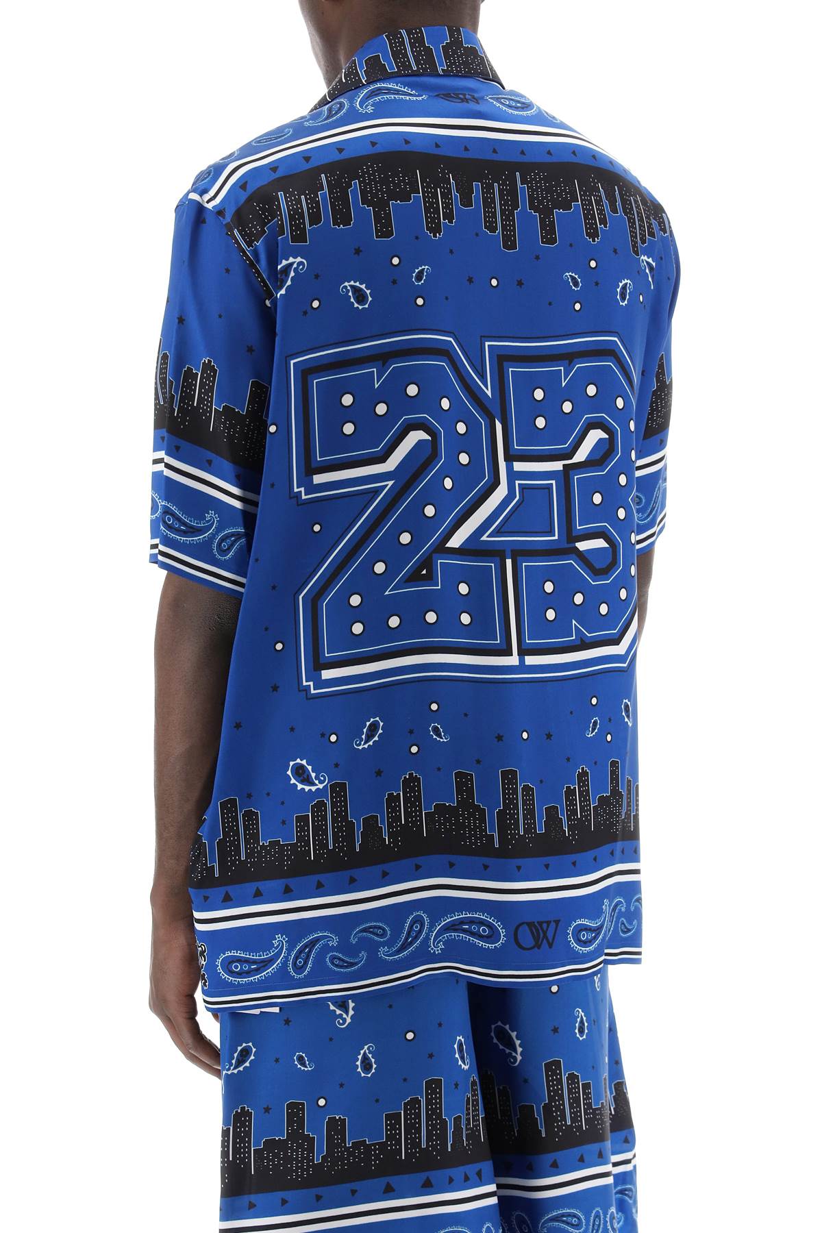 Off-White Skyline Paisley Bowling Shirt With Pattern Blue