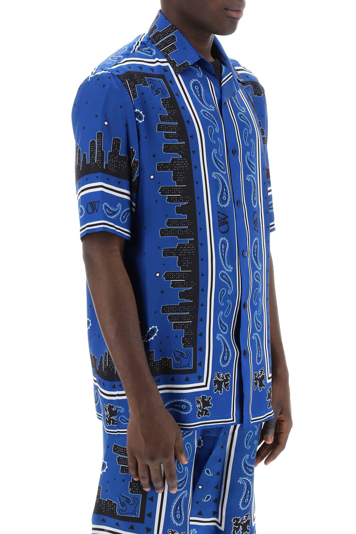 Off-White Skyline Paisley Bowling Shirt With Pattern