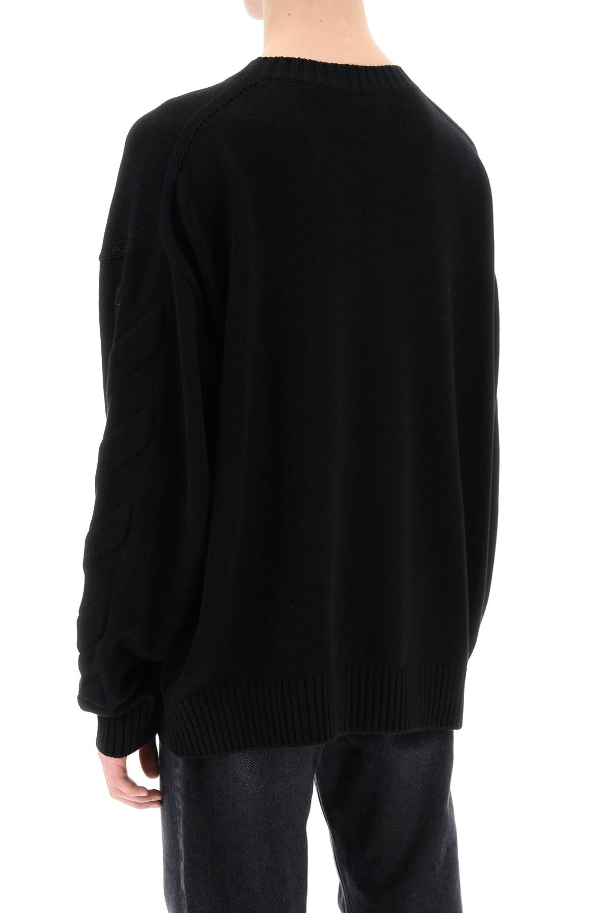 Off-White Sweater With Embossed Diagonal Motif