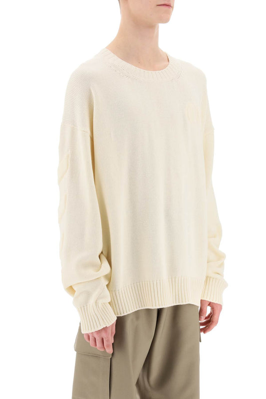 Off-White Sweater With Embossed Diagonal Motif Neutral