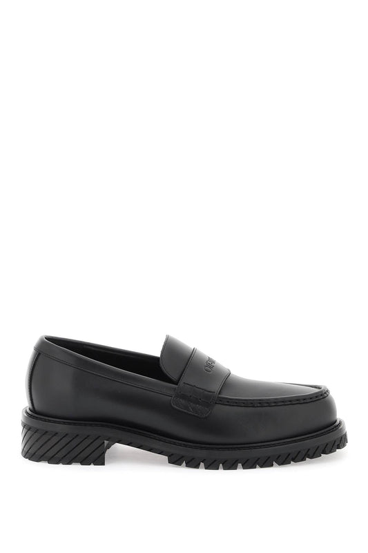 Off-White Leather Loafers For Black