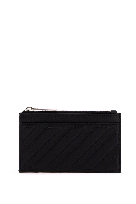 Off-White Leather Diag Card Holder Black