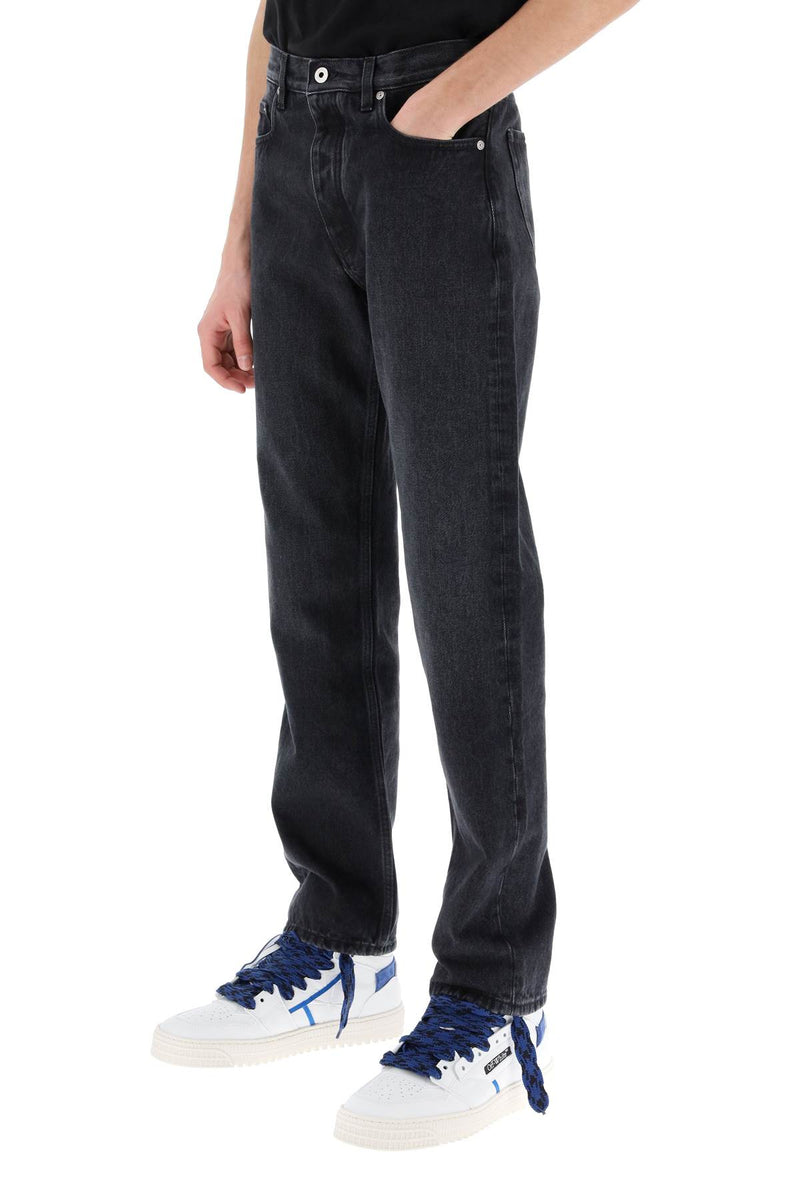 Off-White Regular Jeans With Tapered Cut Grey