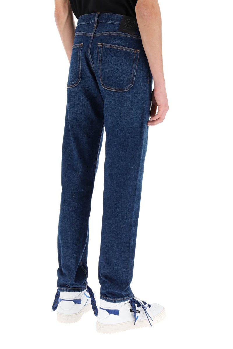 Off-White Regular Jeans With Tapered Cut Blue