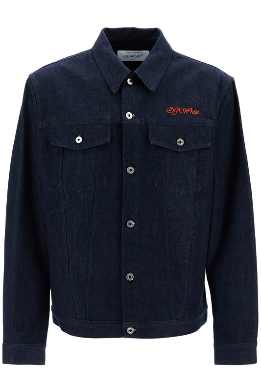 Off-White Denim Shirt Jacket With Button Closure Blue