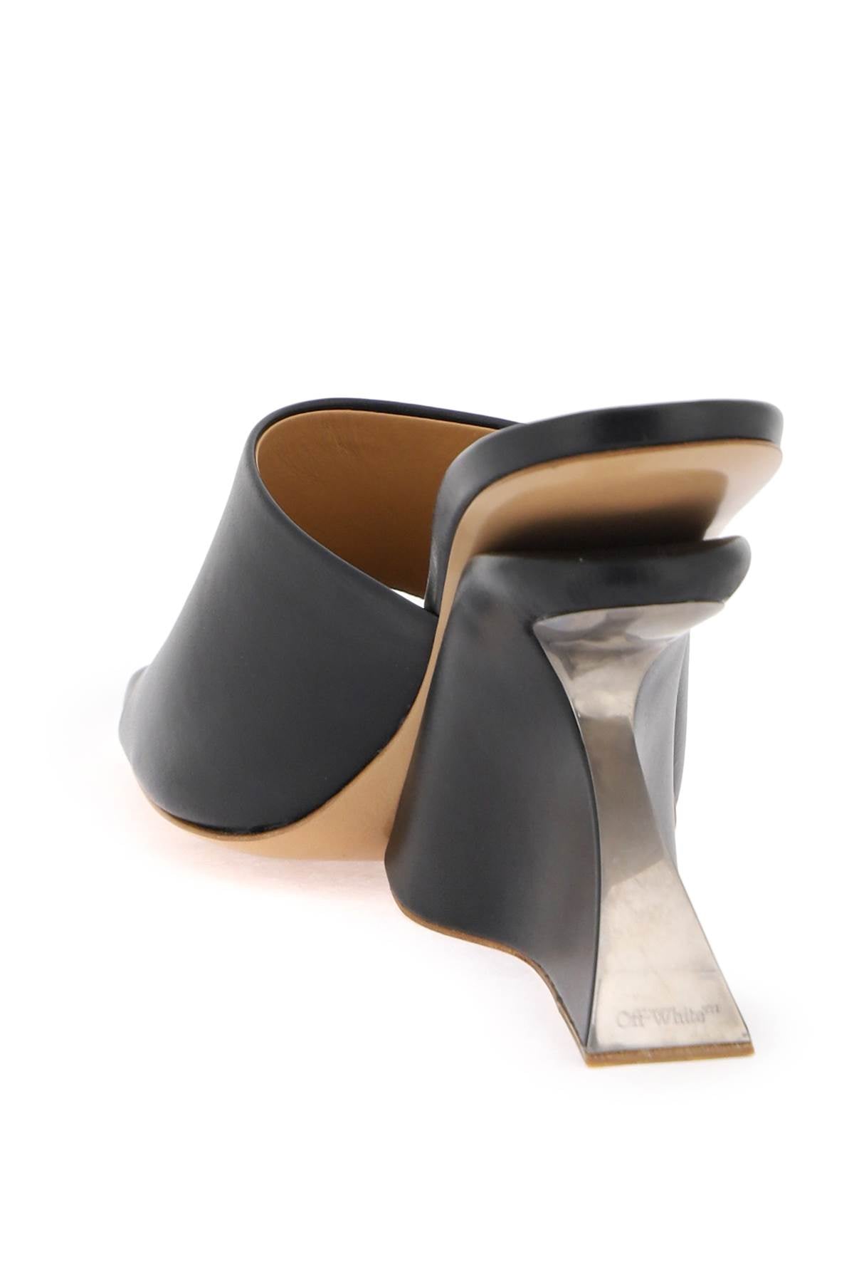 Off-White Wedge Heel Mules With Jug Design