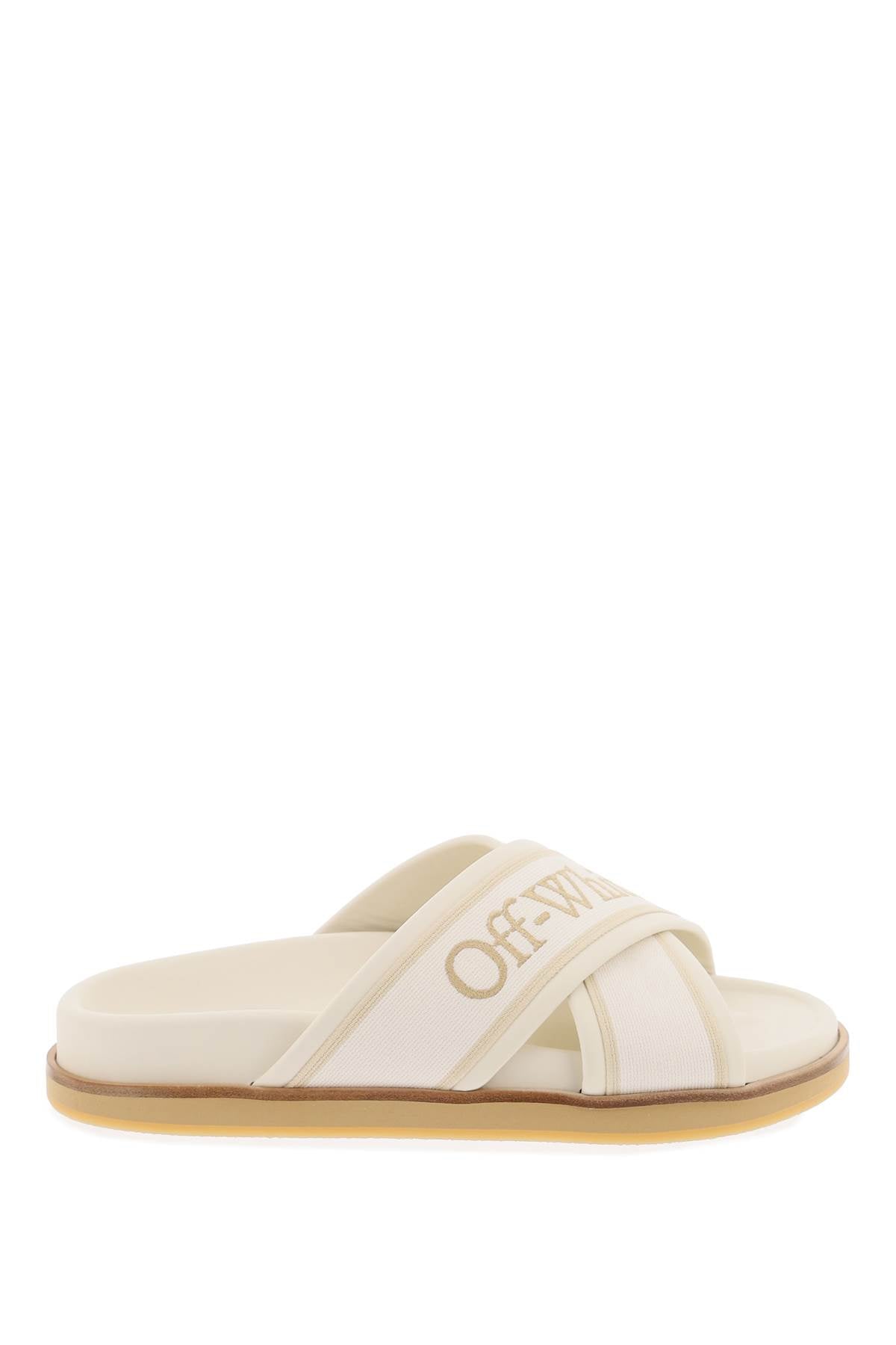 Off-White Embroidered Logo Slides With