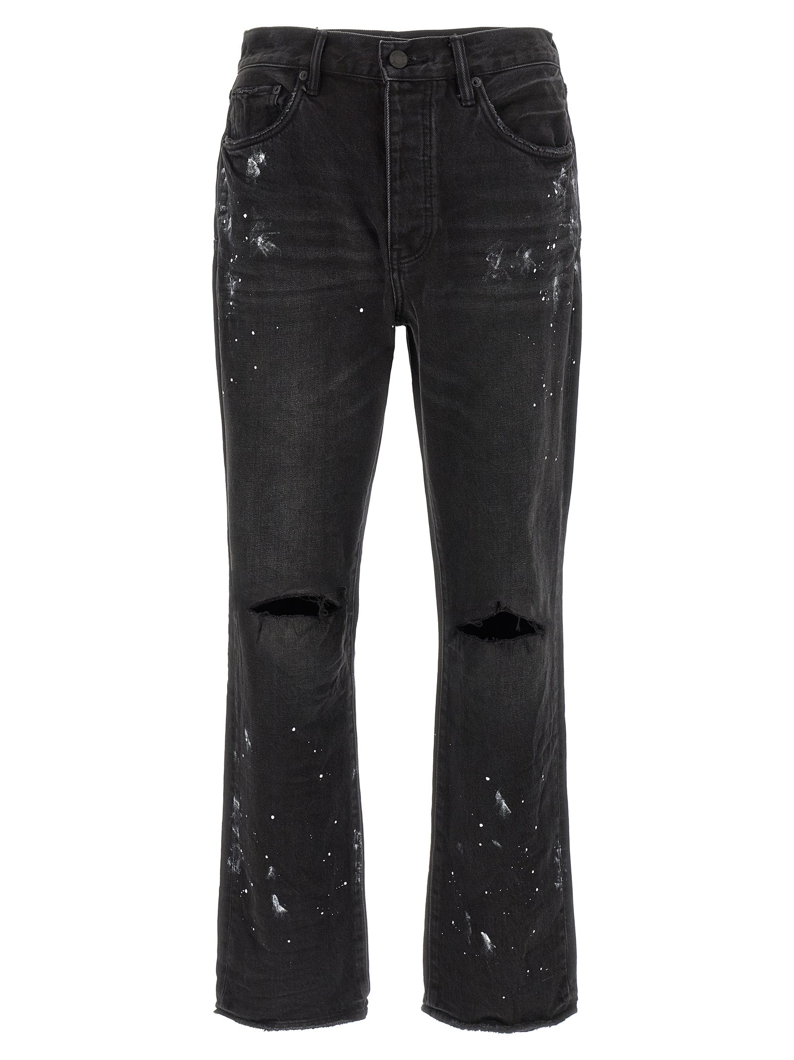Purple 'P011 Knee Slit Paint' Jeans