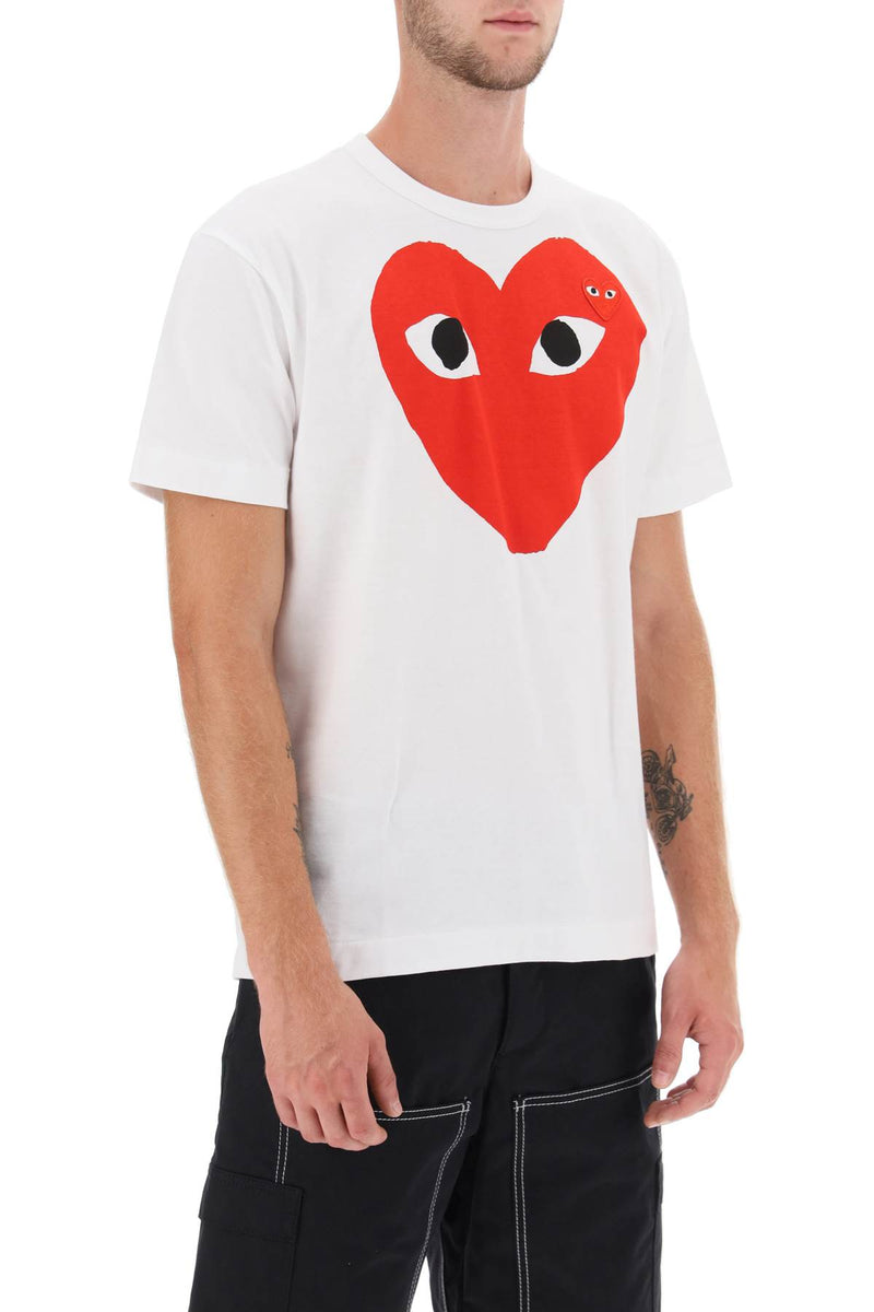 Comme Des Garcons Play Heart Print T-Shirt White