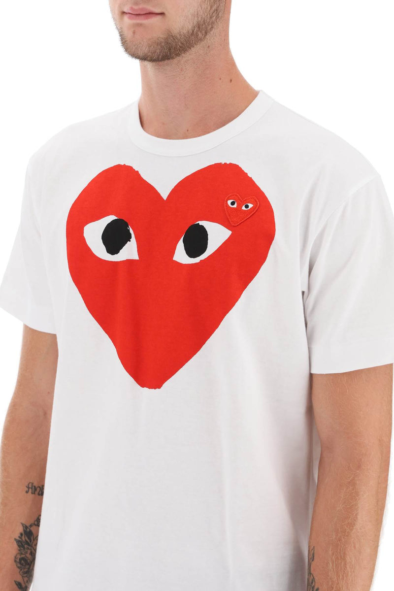 Comme Des Garcons Play Heart Print T-Shirt White