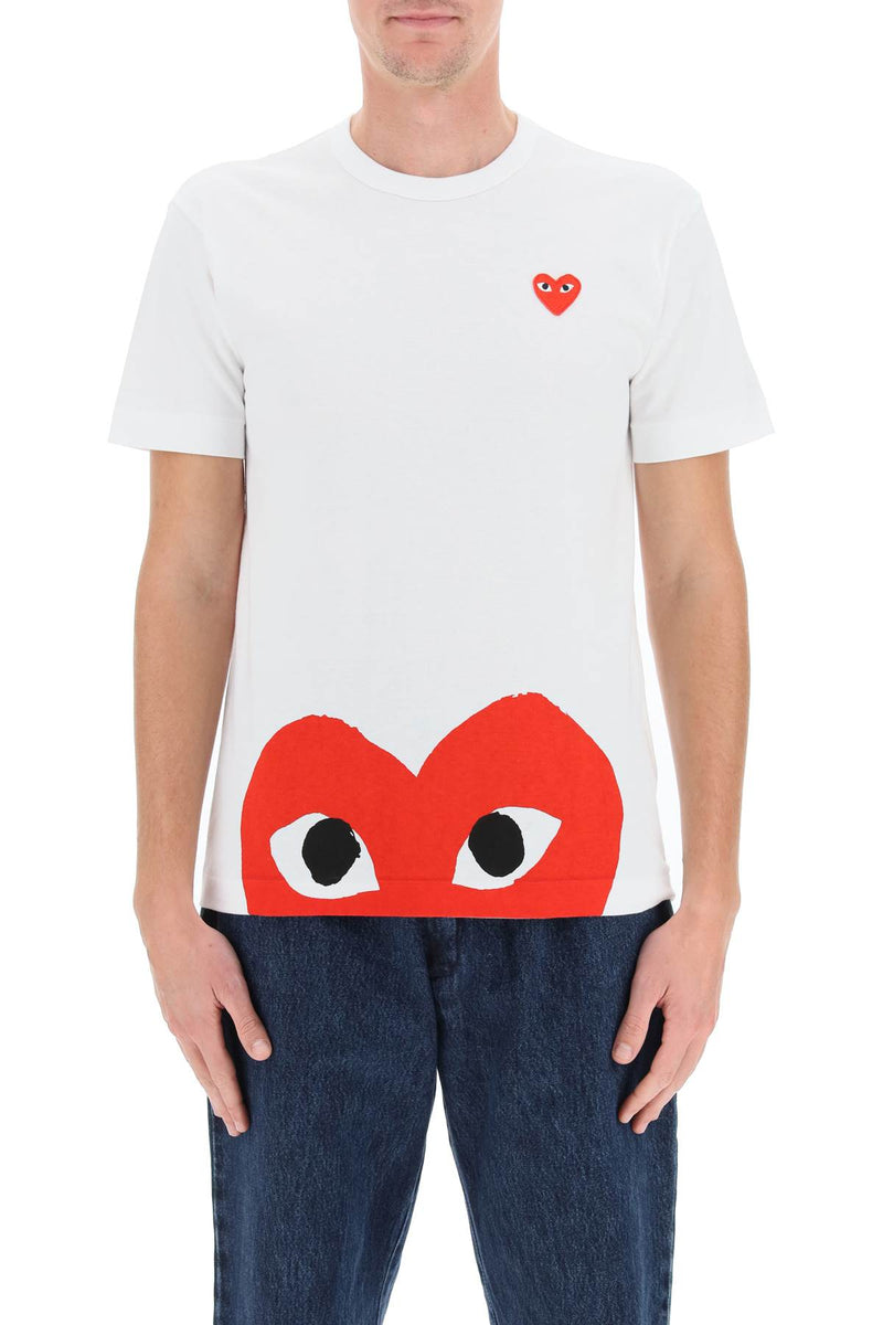 Comme Des Garcons Play Heart Print T-Shirt White