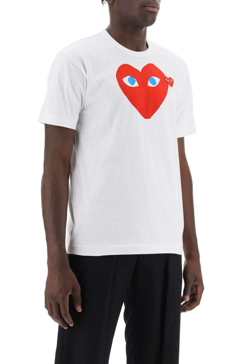 Comme Des Garcons Play T-Shirt With Heart Print And Embroidery White