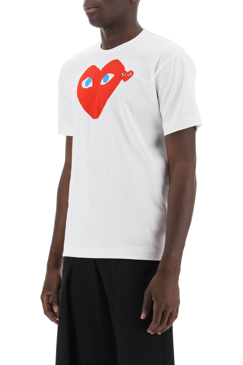 Comme Des Garcons Play T-Shirt With Heart Print And Embroidery White