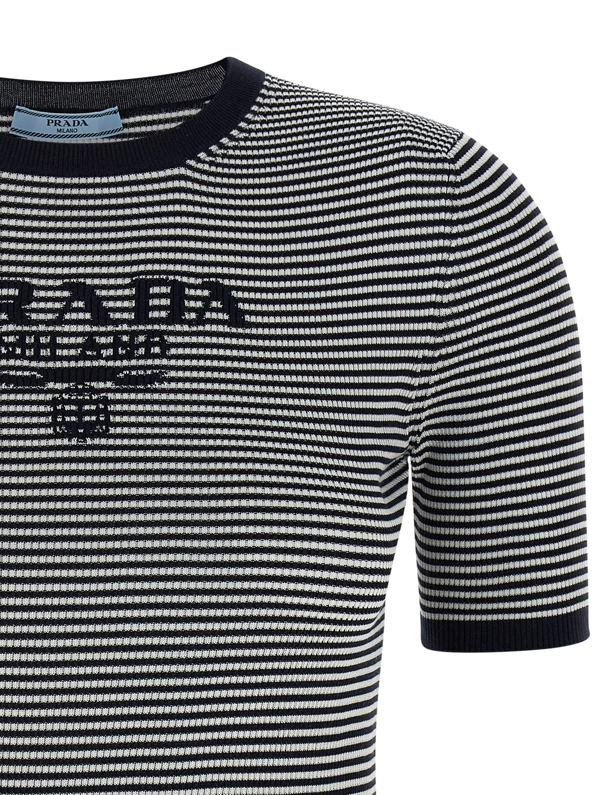 Prada Striped Silk T-Shirt