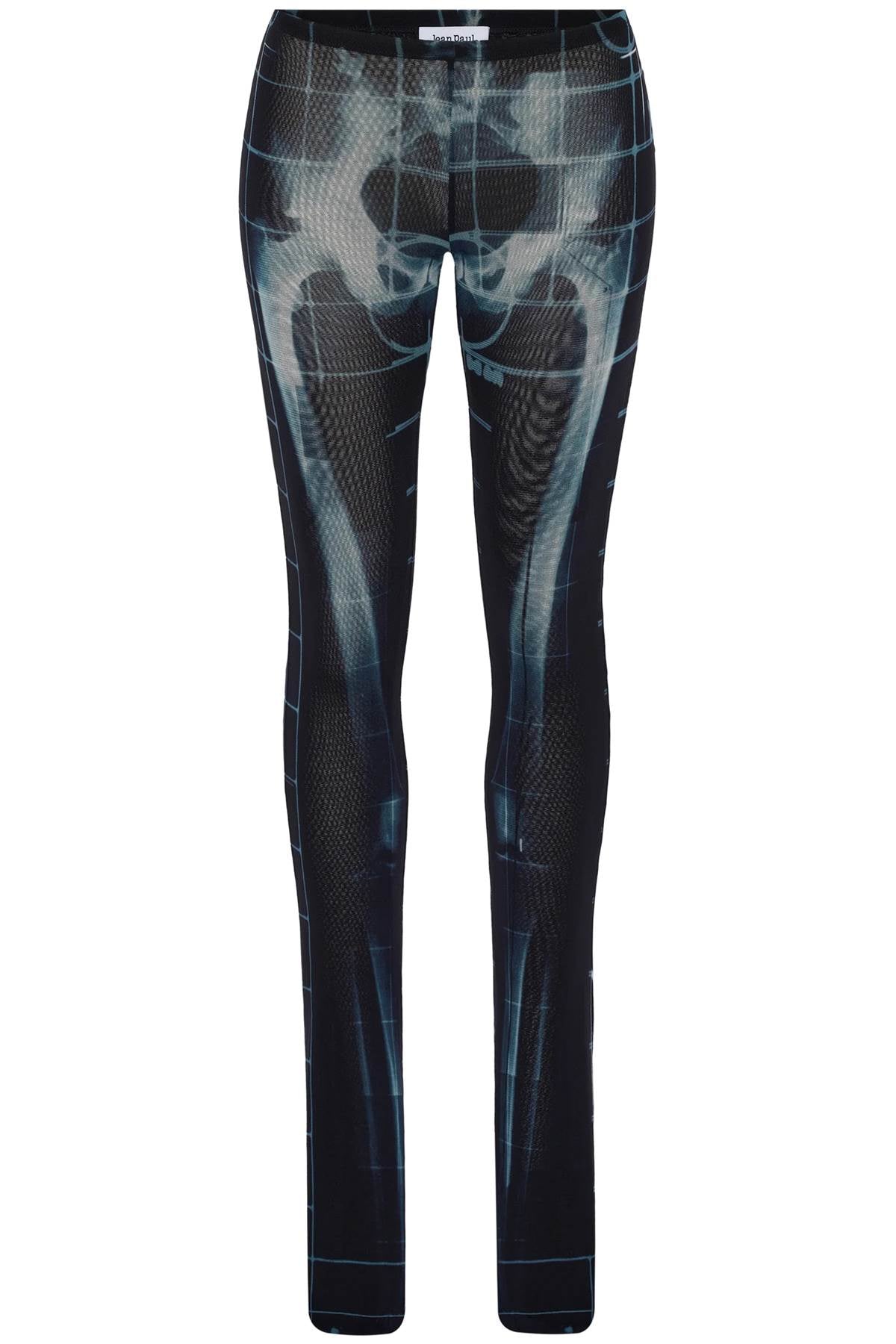 Jean Paul Gaultier Black Polyamide Pants With Skeleton Print