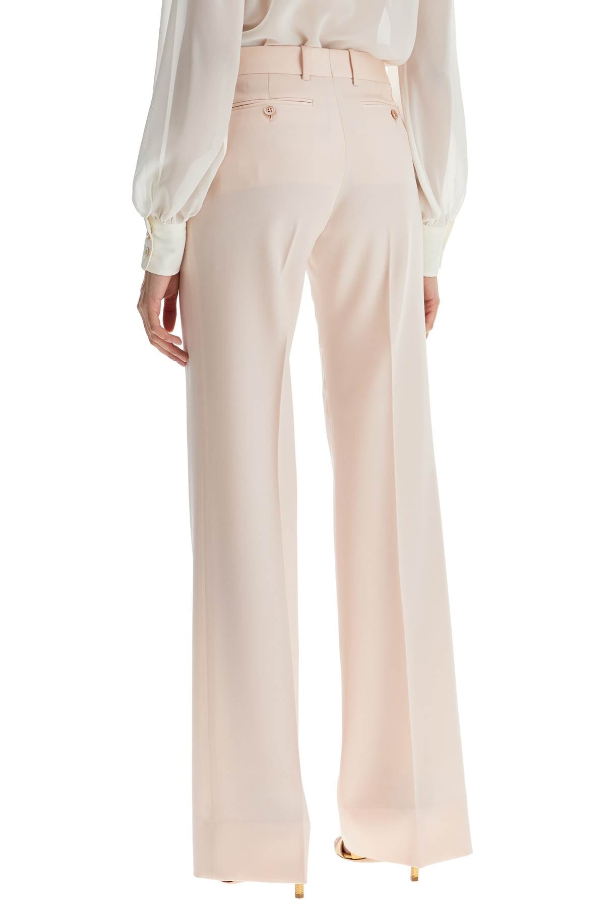 Tom Ford High Waist Wide Leg Pants In Virgin Wool Light Blush