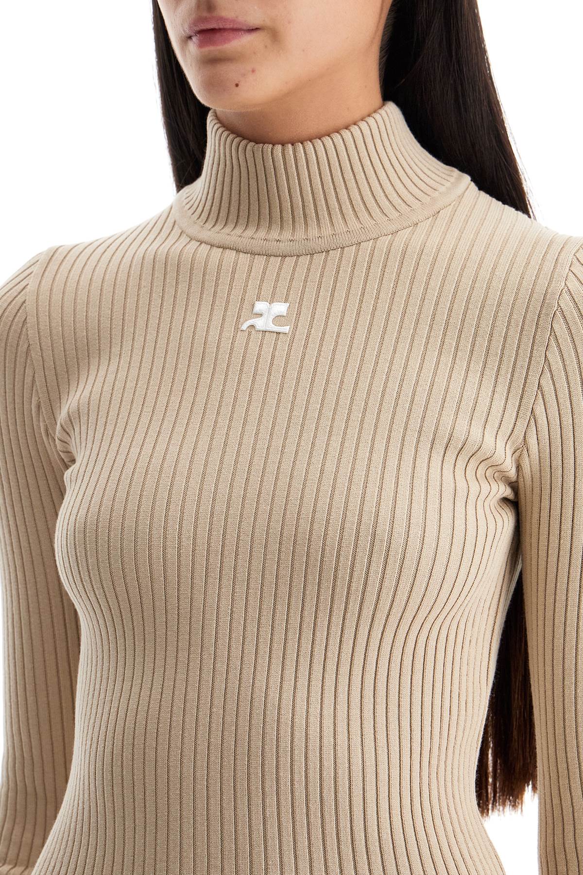 Courreges Re-Edition Ribbed Funnel-Neck Sweater