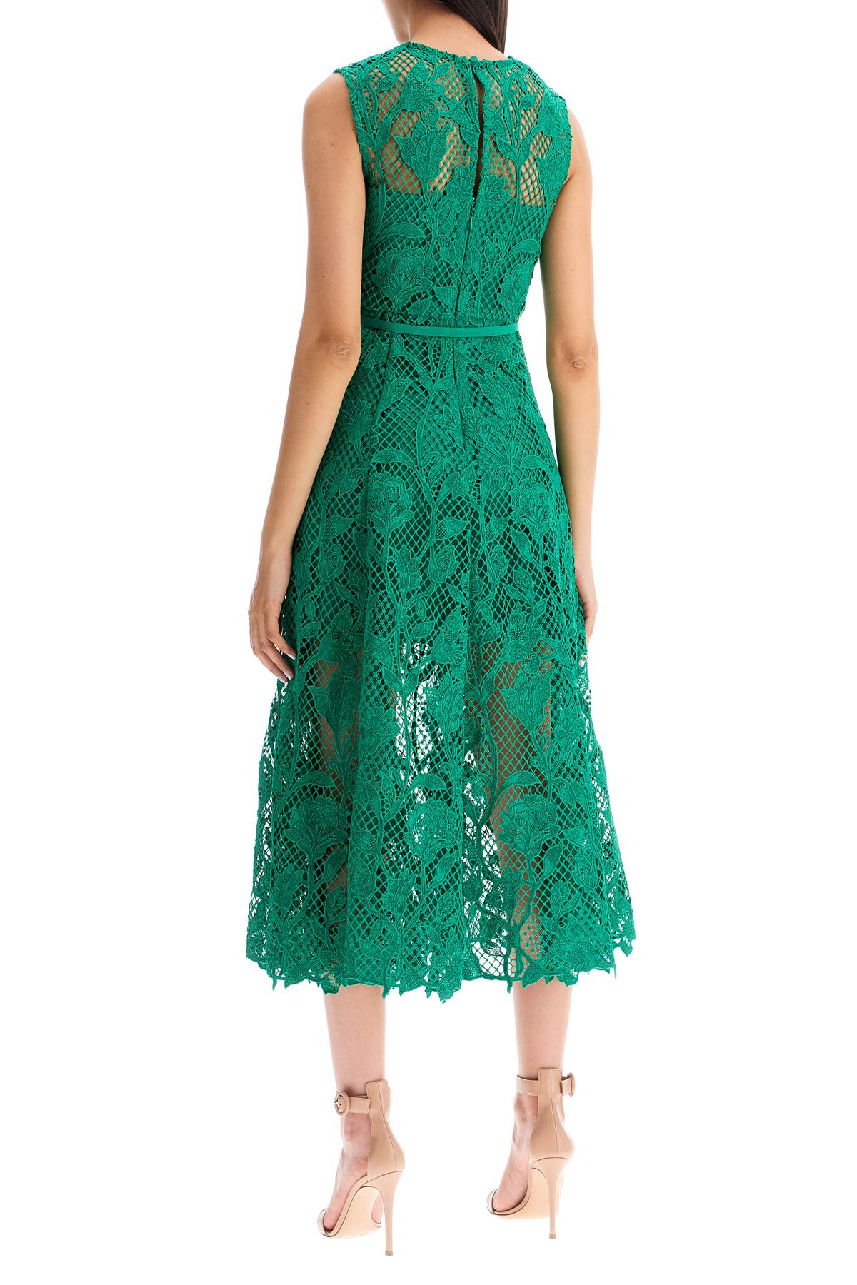 Self Portrait Sleeveless Midi Lace Dress