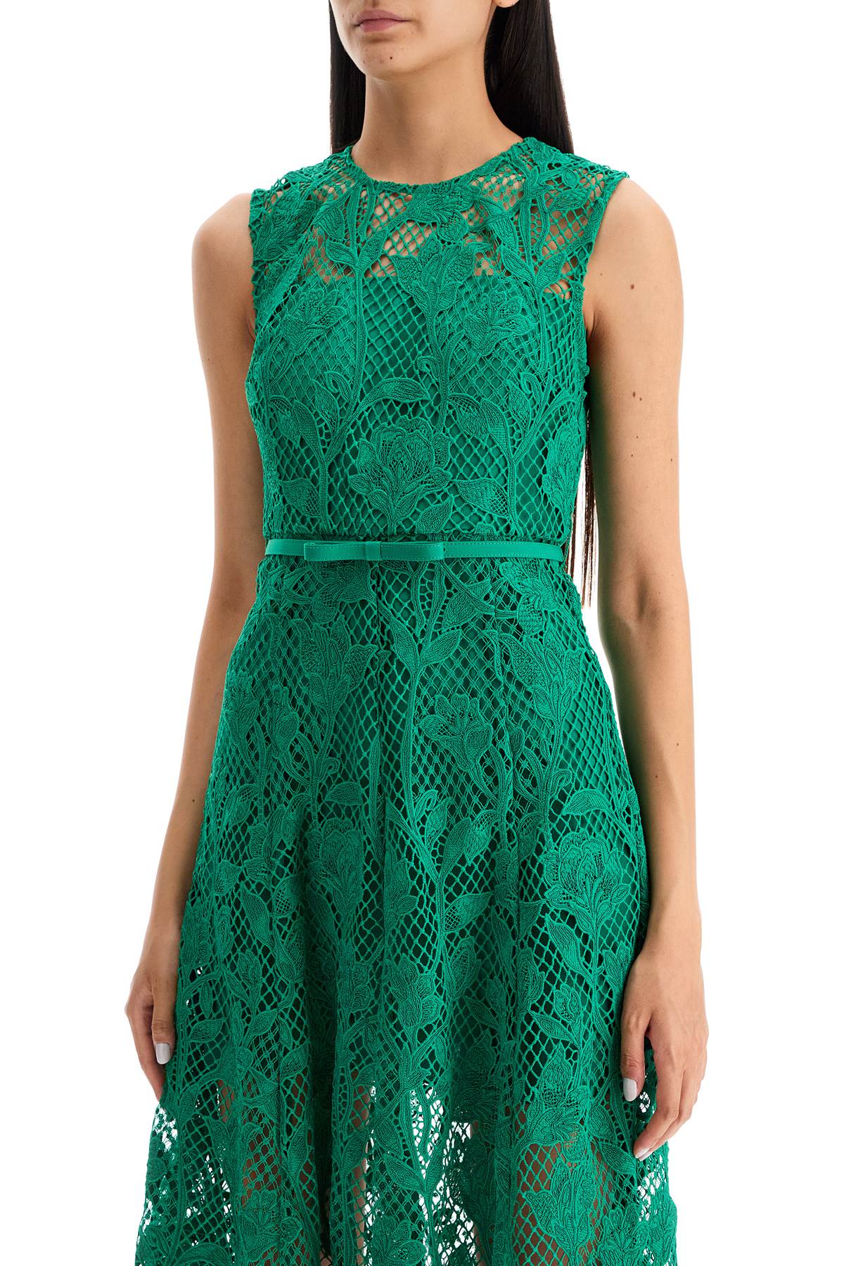 Self Portrait Sleeveless Midi Lace Dress