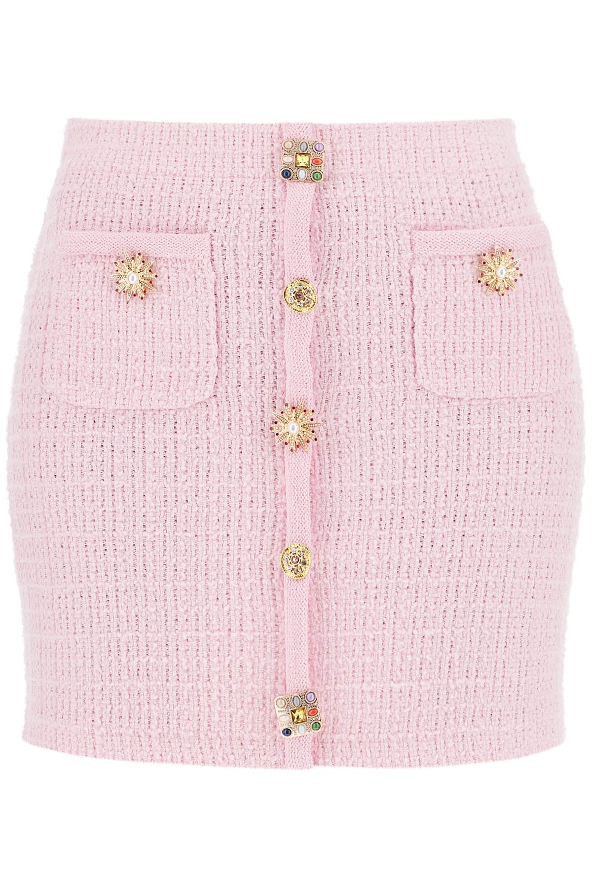 Self Portrait 'Knitted Mini Skirt With Jewel Buttons