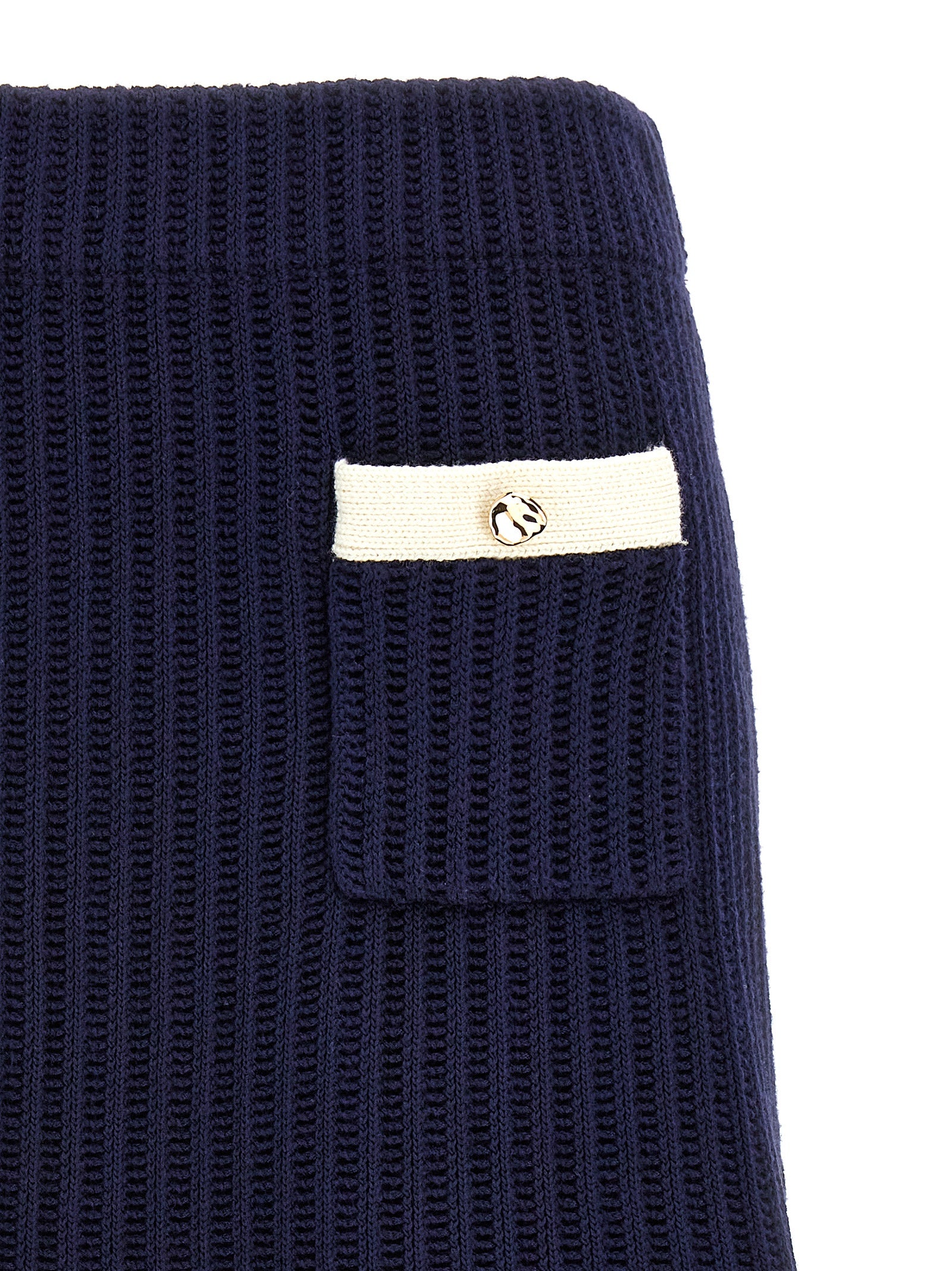 Self Portrait 'Navy Crochet Contrast Trim Mini' Skirt