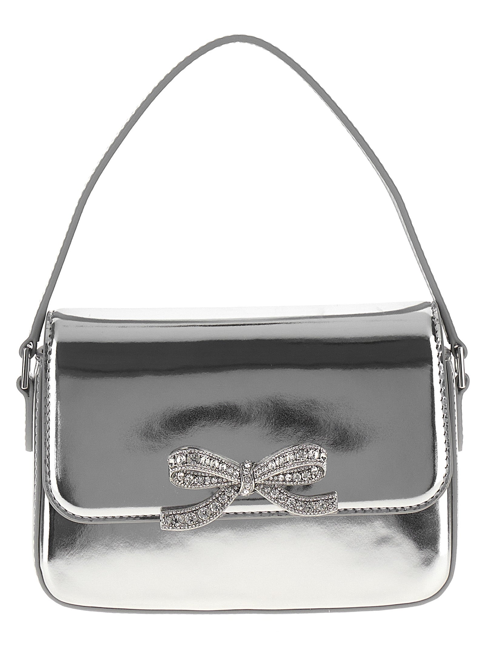 Self Portrait 'Silver Leather Micro' Handbag