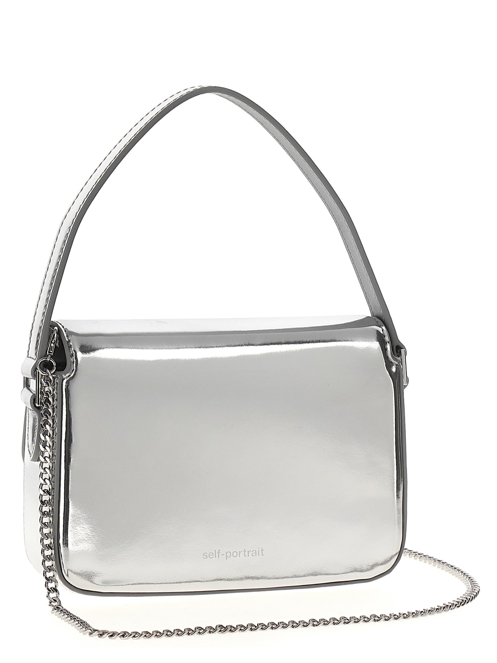 Self Portrait 'Silver Leather Micro' Handbag