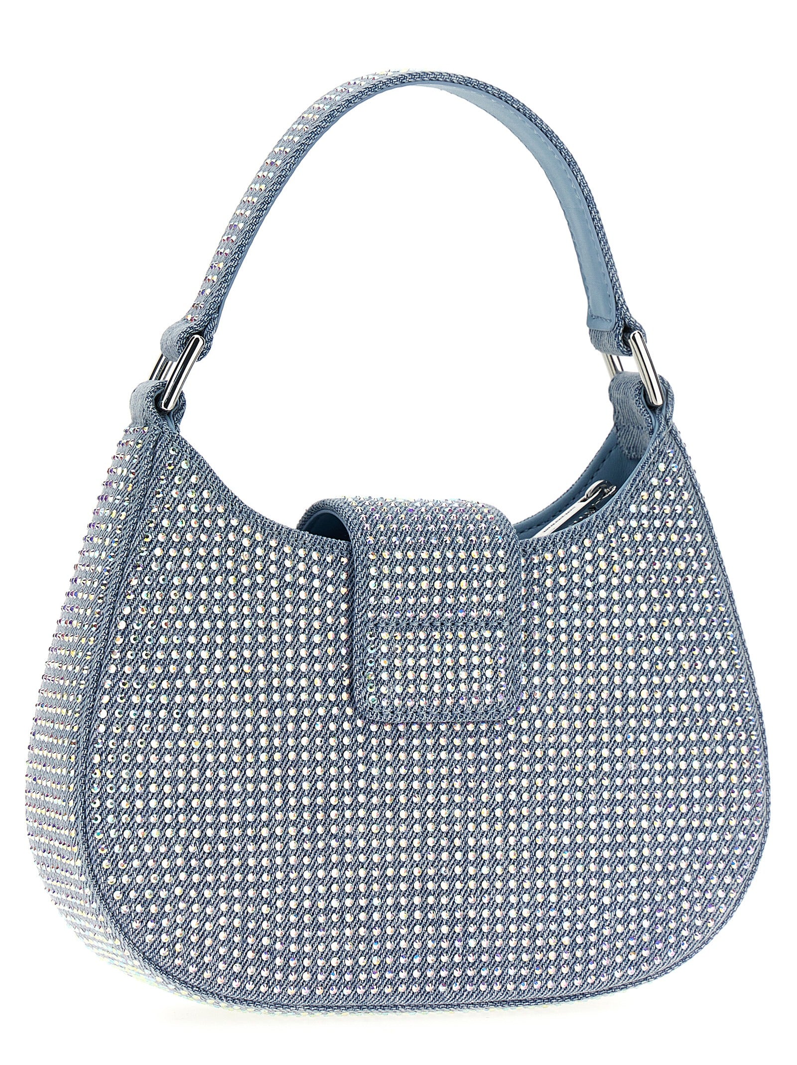 Self Portrait 'Blue Rhinestone Denim Cresent' Handbag